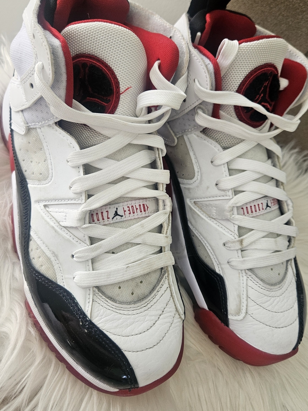 Jordan Kids White, Red & Black High-Top Sneakers